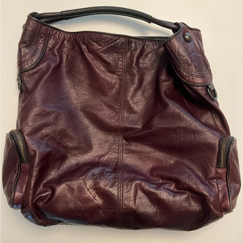 Y2K Coach hobo slouch Brown saddle Burgundy Leather Women's Bag - Picture 2 of 16